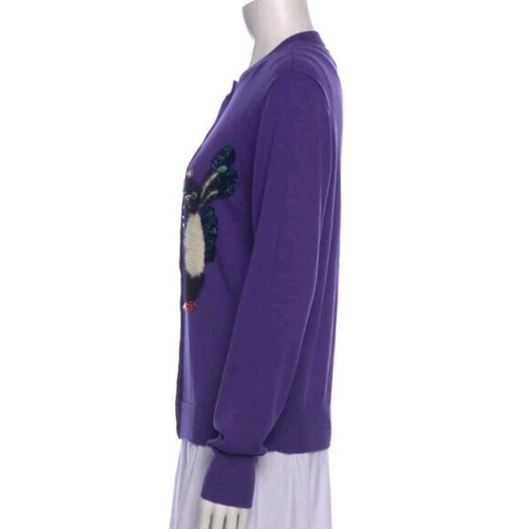 MUVEIL Penguin Knit Cardigan Purple Embellished Sz FR38 US M Made In Dreamland - - Picture 2 of 8